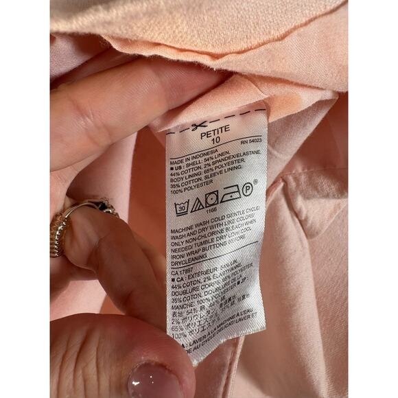 Banana Republic women’s Pink Peach Linen Jacket Blazer 10P Petite Office Work - Picture 4 of 5